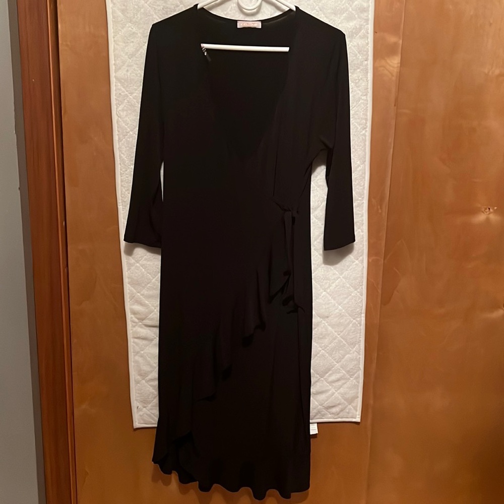 Black long sleeve side tie dress